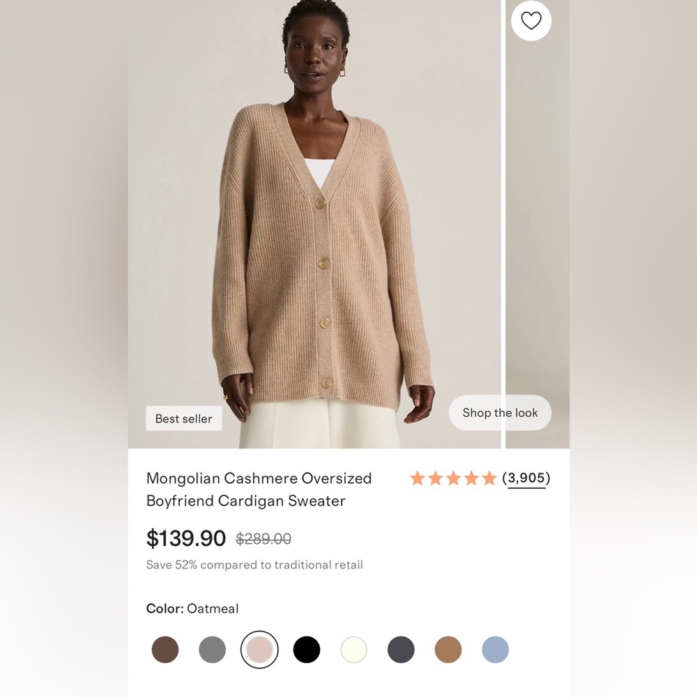 Quince Ribbed Cashmere Cardigan | size small - Picture 7 of 10